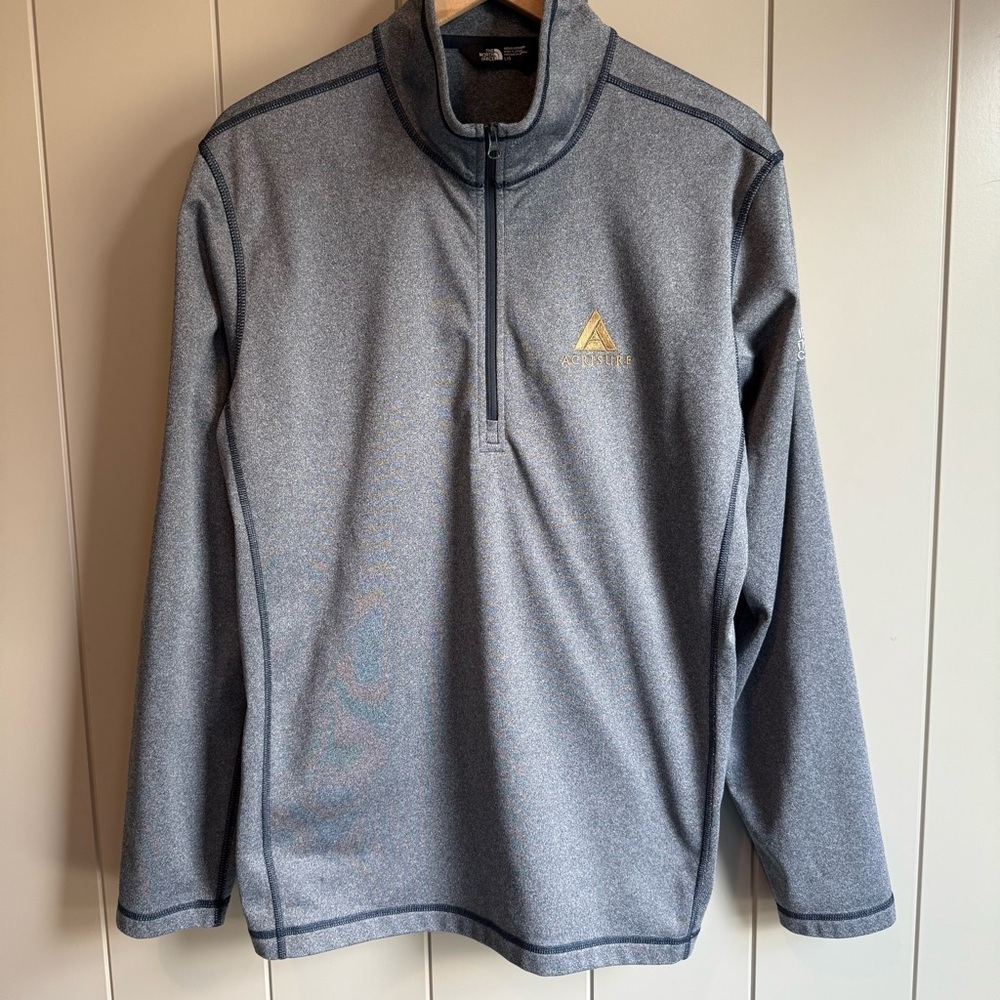 The North Face 1/4 Zip Fleece Pullover Mens Gray Logo Sweatshirt Size Large